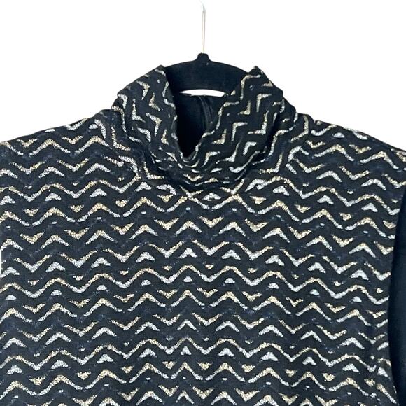 J. McLaughlin Mock Neck Tank Top Blouse Black Gold Silver Metallic Sleeveless XS - Picture 3 of 9